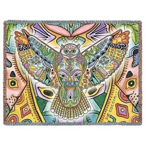 New Great Horned Owl Northwest Heavy Cotton Afghan Throw Blanket Hoot Owls Wings